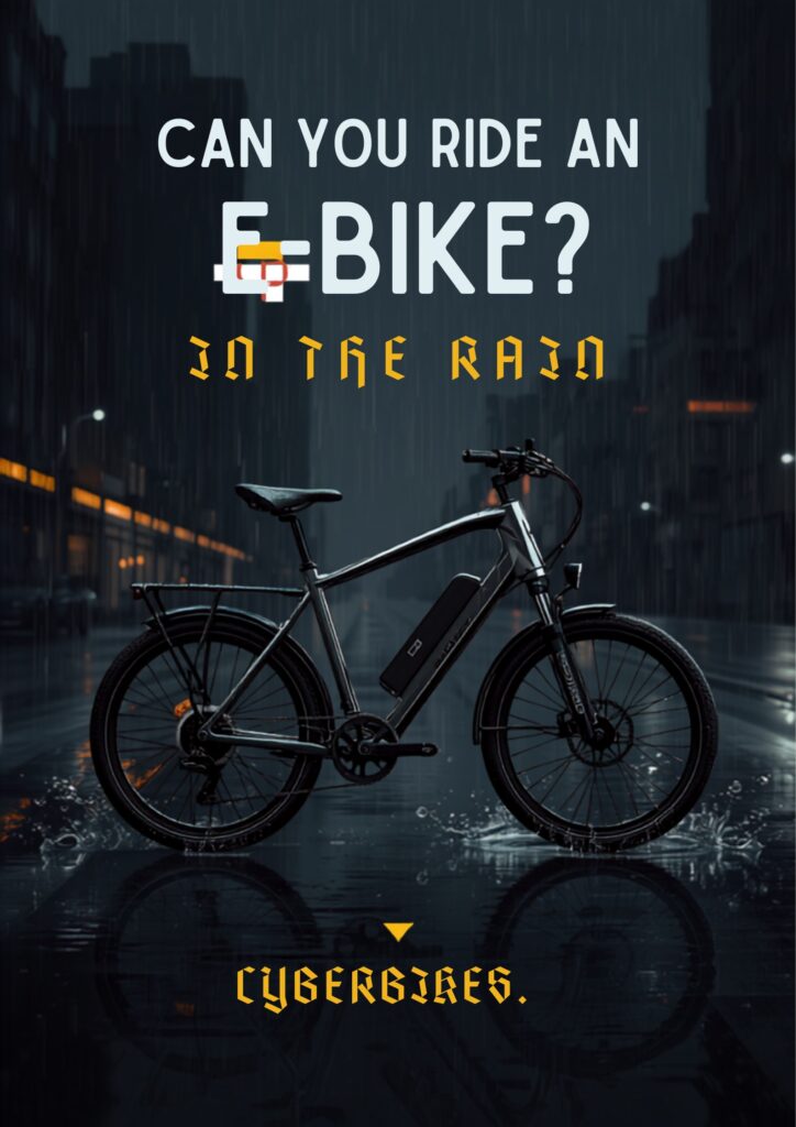 Cyberbikes electric bike on a wet Sydney street in the rain — can you ride an e-bike in the rain