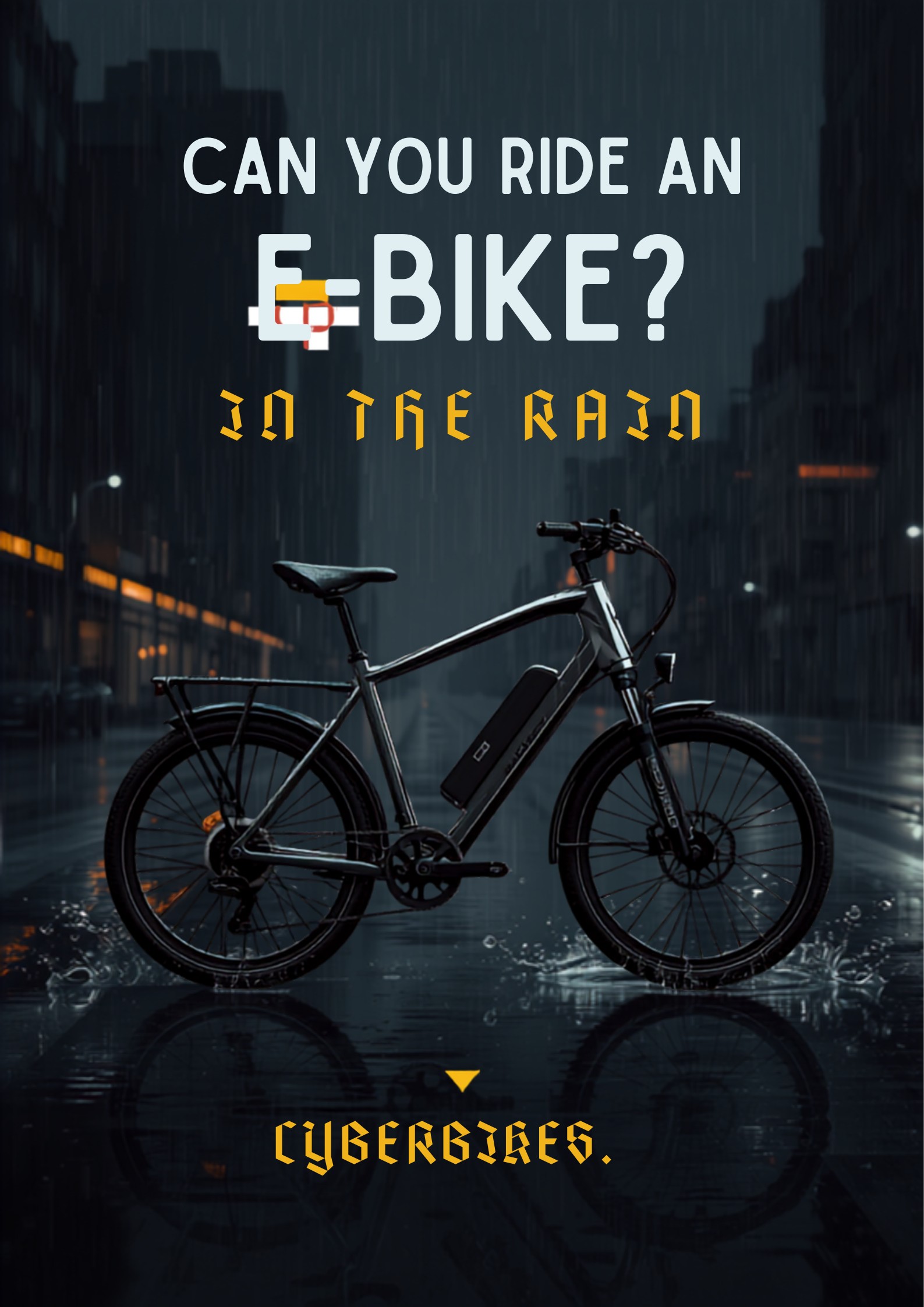 Cyberbikes electric bike on a wet Sydney street in the rain — can you ride an e-bike in the rain