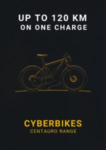 Cyberbikes Centauro e-bike showing up to 120 km range on one charge