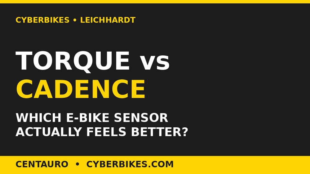 Cyberbikes graphic comparing torque sensor vs cadence sensor on an electric bike in Sydney