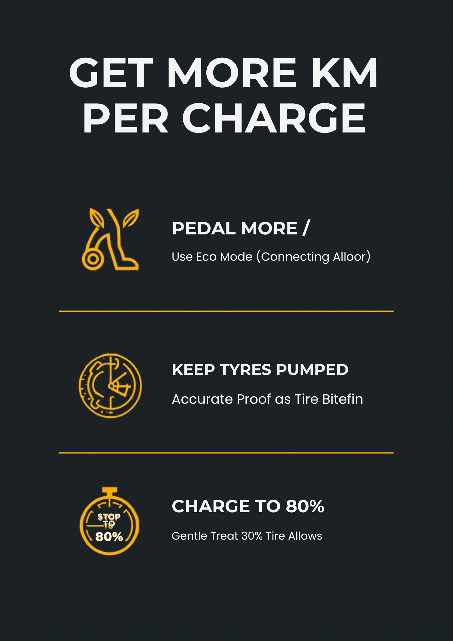 Tips to get more km per charge from a Cyberbikes Centauro e-bike battery