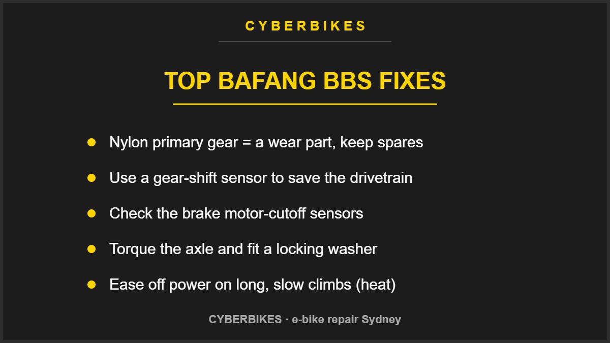 Checklist of common Bafang BBS mid-drive fixes