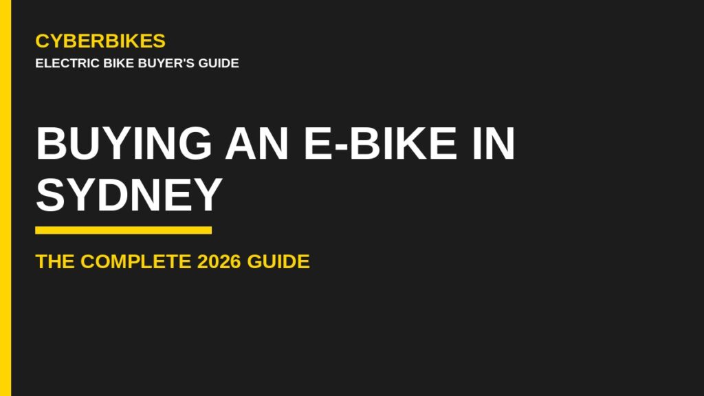 Cyberbikes brand cover for the complete 2026 guide to buying an e-bike in Sydney