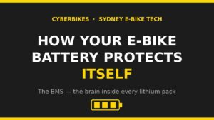 Cyberbikes graphic explaining how an e-bike battery protects itself with a BMS
