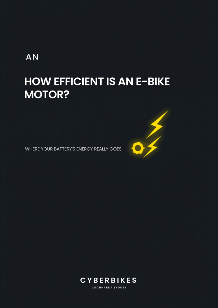Cyberbikes banner asking how efficient is an e-bike motor and where your battery's energy really goes