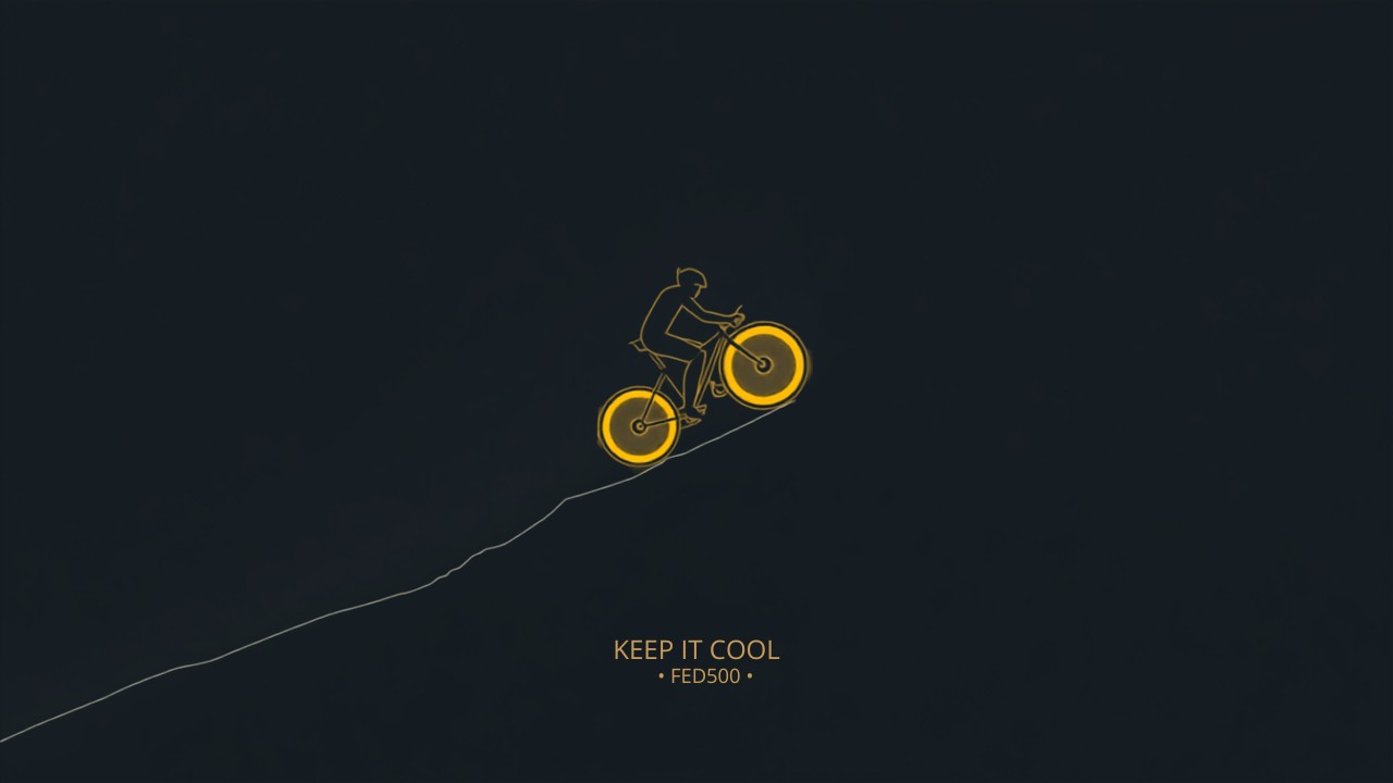 Rider climbing a steep Sydney hill on an e-bike with the rear hub motor working hard, captioned Keep It Cool
