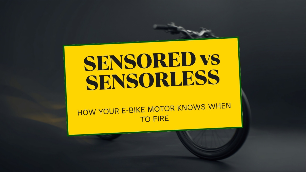 Cyberbikes banner reading Sensored vs Sensorless — how your e-bike motor knows when to fire