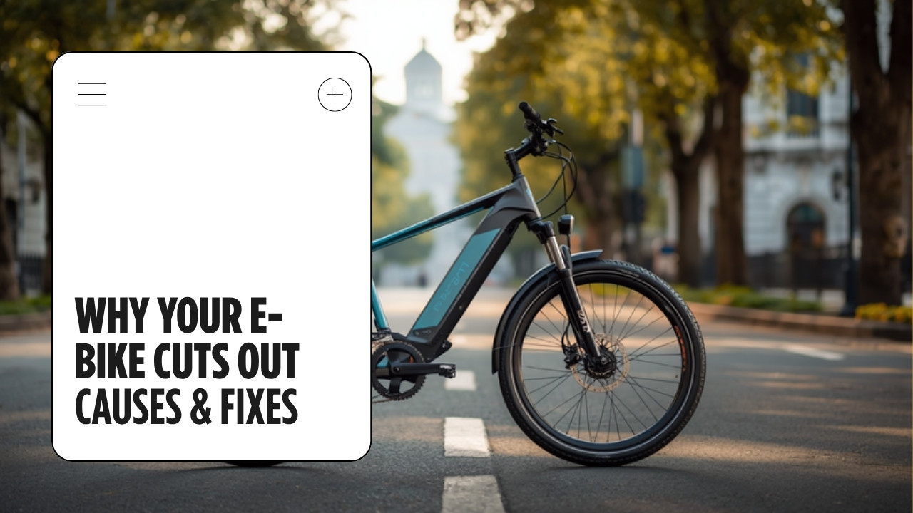 Cyberbikes banner reading Why Your E-Bike Cuts Out, Causes and Fixes, with an electric bike on a Sydney street