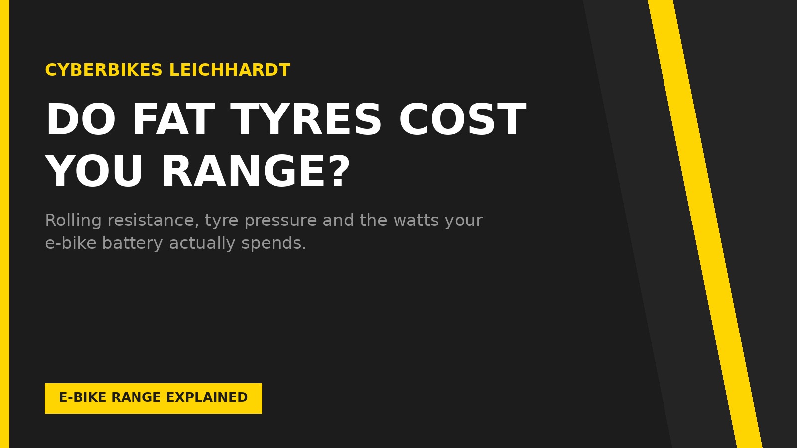 Cyberbikes banner asking do fat tyres cost you e-bike range, with rolling resistance subtitle