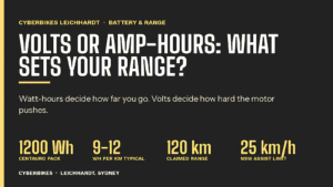 Volts or amp-hours: what sets your e-bike range — Cyberbikes Leichhardt battery and range explainer